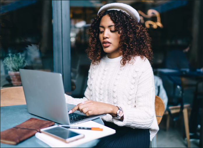 a woman using social media to find readers